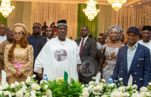 L-R: Minister of Women Affairs, Barr. Uju Kennedy-Ohanenye; Secretary to the Government of the Federation, Senator George Akume, and CEO of Atlas Oranto Petroleum, Chief Arthur Eze during the "Empower-Her: Nigeria for Women Farming, Health, Empowerment, Justice, Education and Fundraising Program" by Federal Ministry of Women Affairs on Tuesday in Abuja.